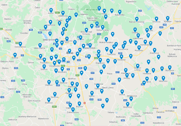 Oblast působnosti, Brno-město a Brno-venkov
